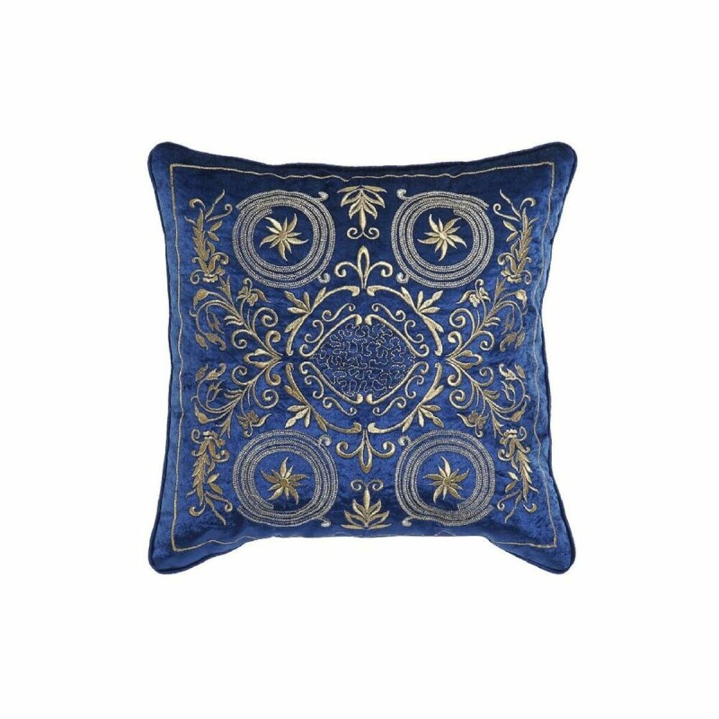 Coussin DKD Home Decor 8424001850341 Bleu Doré Polyester Velours Aluminium (45 x 10 x 45 cm) - Acheter à 21,61 € seulement chez 