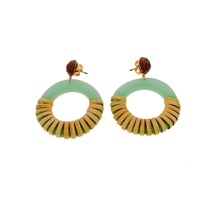 Boucles d´oreilles Femme Lola Casademunt Marron Vert Résine Raphia - Acheter à 18,67 € seulement chez Collector's Boutique