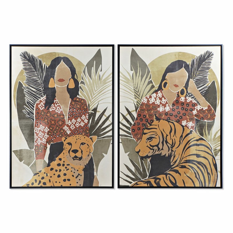 Cadre DKD Home Decor Femme Tigre Animal Tropical (104 x 4,5 x 144 cm) (2 Unités) - Acheter à 150,00 € seulement chez Collector's