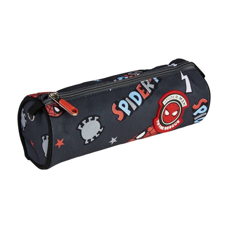 Trousse d'écolier cylindrique Spiderman Noir (8 x 8 x 23 cm) - Acheter à 7,04 € seulement chez Collector's Boutique