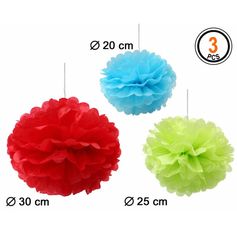 Pompons Ø 20 cm Ø 30 cm 3 Unités Multicouleur - Acheter à 1,84 € seulement chez Collector's Boutique