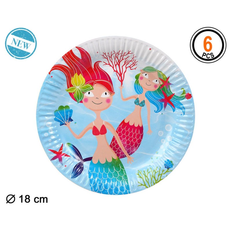 Service de vaisselle Multicouleur Ø 18 cm Sirène 6 Unités - Acheter à 1,12 € seulement chez Collector's Boutique