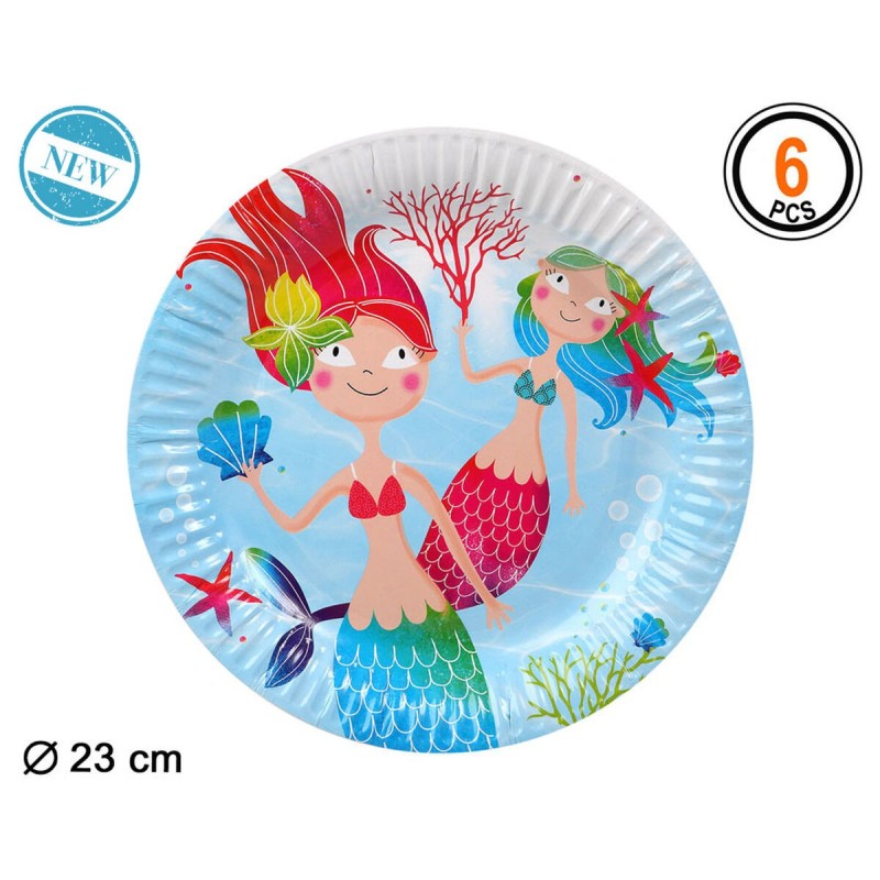 Service de vaisselle Multicouleur Sirène Ø 23 cm 6 Unités - Acheter à 1,52 € seulement chez Collector's Boutique