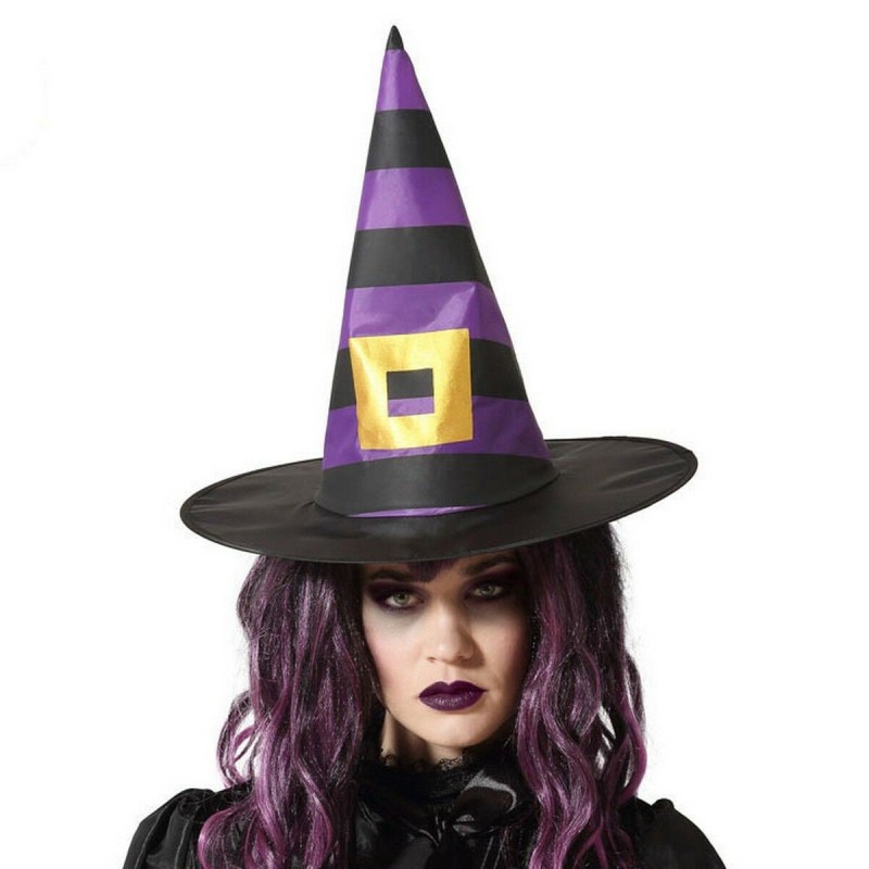 Chapeau Noir Violet Sorcière A rayures - Acheter à 2,24 € seulement chez Collector's Boutique