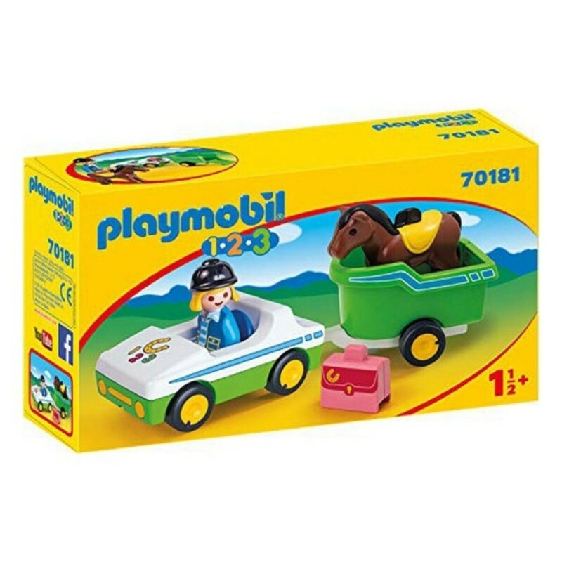 Playset 1.2.3 Horse Trailer Car Playmobil 70181 (5 pcs) - Acheter à 21,20 € seulement chez Collector's Boutique