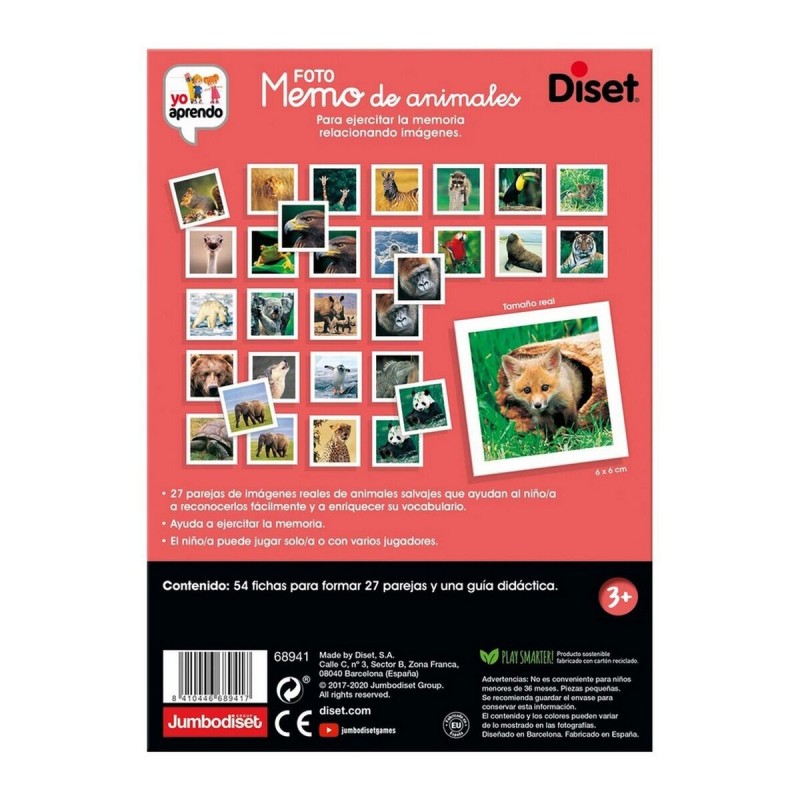 Jouet Educatif Diset Memo Photo Animales 54 Pièces - Acheter à 10,32 € seulement chez Collector's Boutique