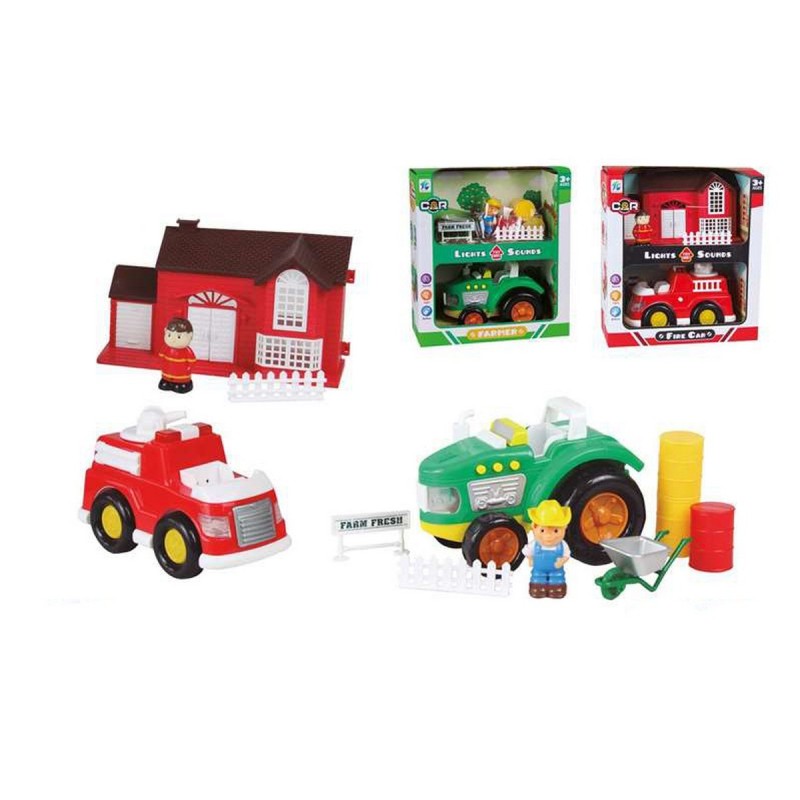 Camion Jugatoys Lumières Camion de Pompiers Tracteur 2 Unités avec son (26 x 12 x 28,5 cm) - Acheter à 16,03 € seulement chez Co