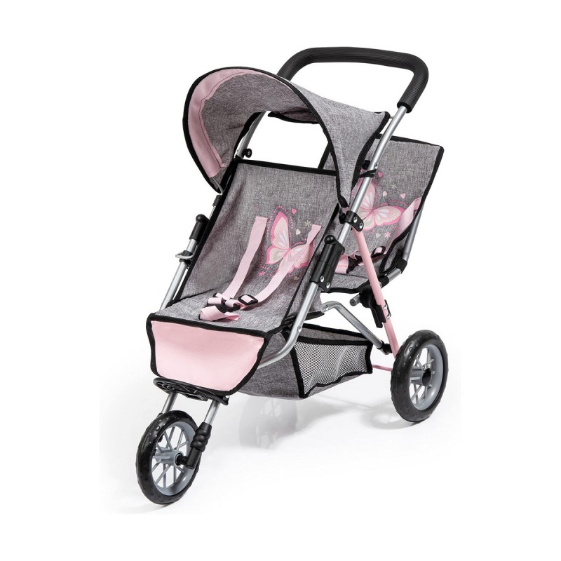 Poussette pour poupées Reig Jogger Gris Rose roues x 3 Jumeler - Acheter à 44,48 € seulement chez Collector's Boutique