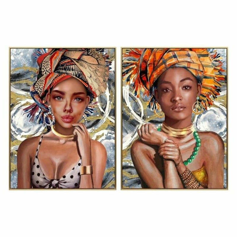 Cadre DKD Home Decor Africaine (63 x 3.5 x 93 cm) (2 pcs) - Acheter à 73,90 € seulement chez Collector's Boutique