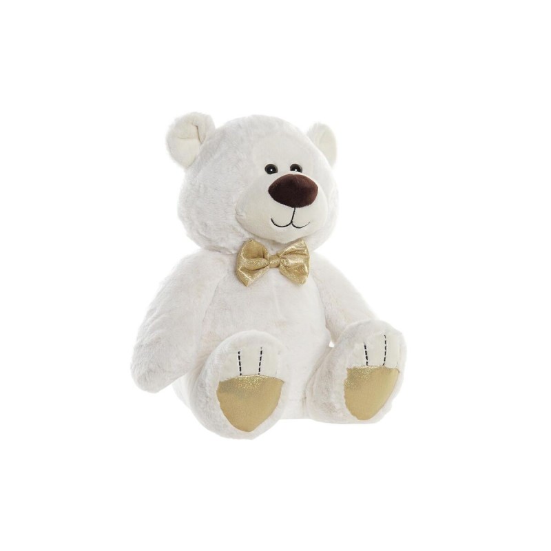 Ours en peluche DKD Home Decor Nœud papillon Doré Polyester Blanc Enfant Ours - Acheter à 11,41 € seulement chez Collector's Bou