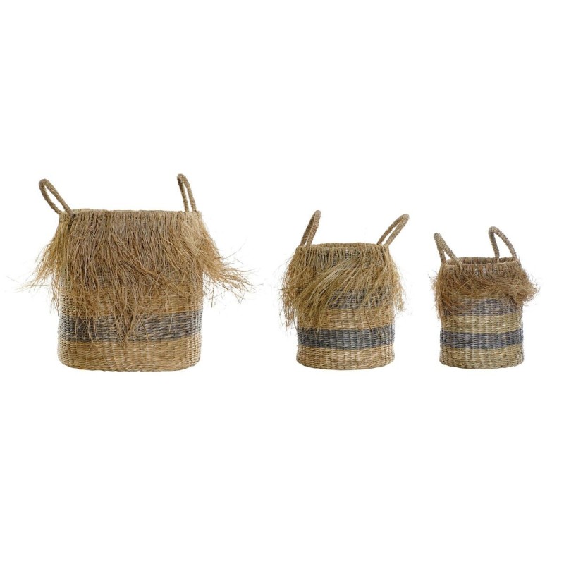 Set de basket DKD Home Decor Fibre Frange (35 x 35 x 45 cm) - Acheter à 63,70 € seulement chez Collector's Boutique