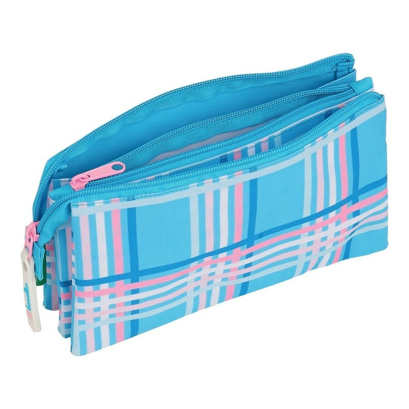 Trousse Fourre-Tout Triple Benetton Tartan Bleu Multicouleur (22 x 12 x 3 cm) - Acheter à 6,88 € seulement chez Collector's Bout