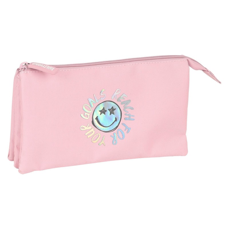 Trousse Fourre-Tout Triple Iris Smiley Rose (22 x 12 x 3 cm) - Acheter à 6,88 € seulement chez Collector's Boutique