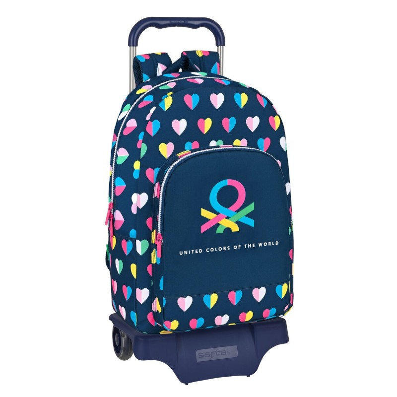 Cartable à roulettes Benetton Corazones Blue marine (30 x 46 x 14 cm) - Acheter à 27,26 € seulement chez Collector's Boutique