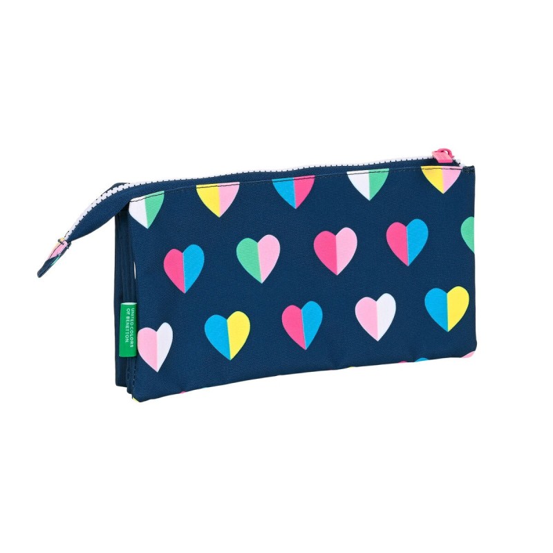 Trousse Fourre-Tout Triple Benetton Corazones Multicouleur Blue marine (22 x 12 x 3 cm) - Acheter à 7,60 € seulement chez Collec