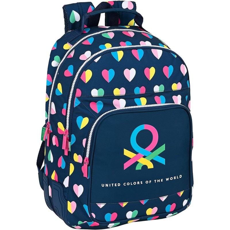 Cartable Benetton Corazones Multicouleur Blue marine (32 x 42 x 15 cm) - Acheter à 22,99 € seulement chez Collector's Boutique