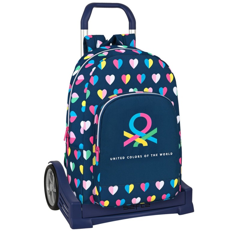 Cartable à roulettes Benetton Corazones Blue marine (30 x 46 x 14 cm) - Acheter à 29,99 € seulement chez Collector's Boutique