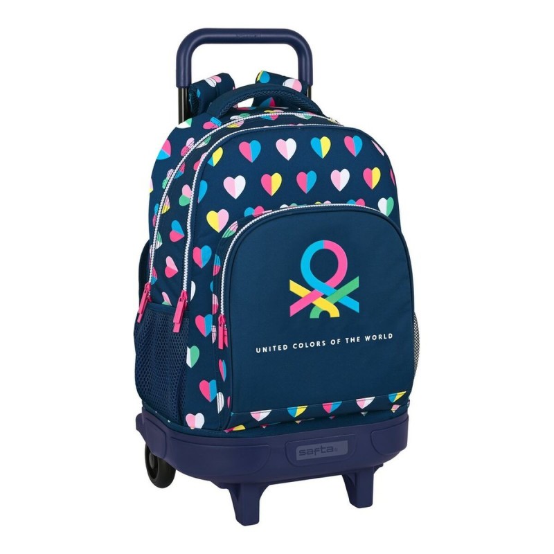 Cartable à roulettes Benetton Corazones Multicouleur Blue marine (33 x 45 x 22 cm) - Acheter à 32,78 € seulement chez Collector'