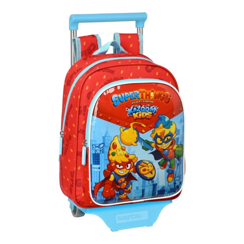 Cartable à roulettes SuperThings Kazoom Kids Rouge Bleu clair (27 x 33 x 10 cm) - Acheter à 19,24 € seulement chez Collector's B