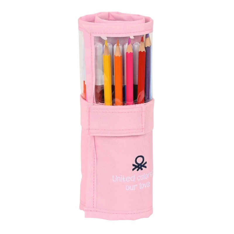 Trousse Scolaire avec Accessoires Benetton Vichy Enveloppante Rose (27 Pièces) - Acheter à 14,33 € seulement chez Collector's Bo