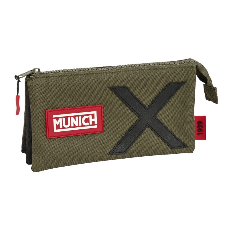 Trousse Fourre-Tout Triple Munich Class Noir Vert militaire (22 x 12 x 3 cm) - Acheter à 11,15 € seulement chez Collector's Bout