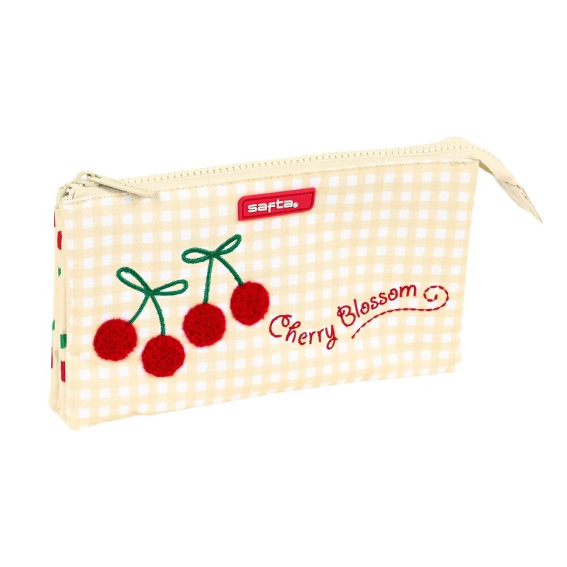 Trousse Fourre-Tout Triple Safta Cherry Beige (22 x 12 x 3 cm) - Acheter à 10,12 € seulement chez Collector's Boutique