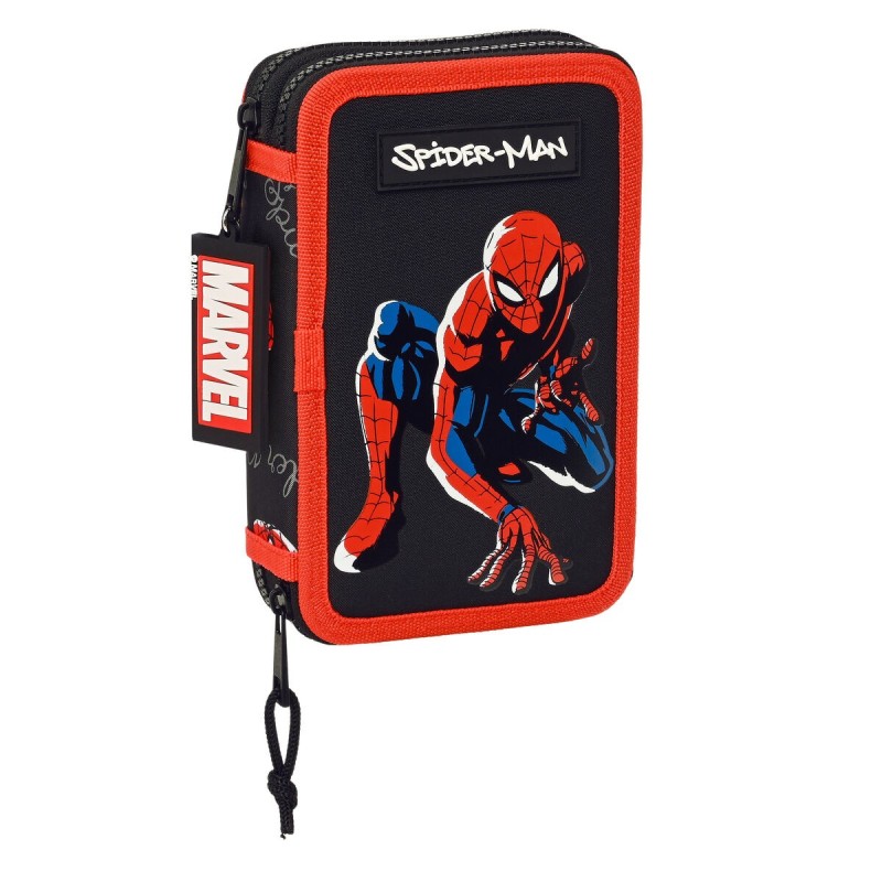 Trousse Scolaire avec Accessoires Spiderman Hero Noir (12.5 x 19.5 x 4 cm) (28 pcs) - Acheter à 18,84 € seulement chez Collector