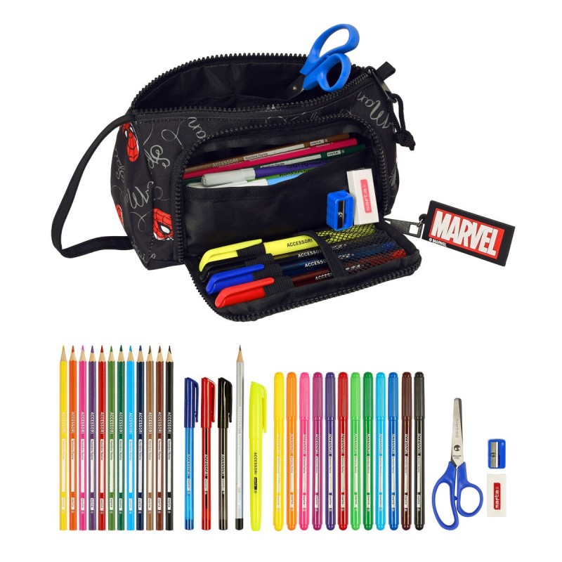 Trousse Scolaire avec Accessoires Spiderman Hero Noir (20 x 11 x 8.5 cm) (32 Pièces) - Acheter à 19,45 € seulement chez Collecto