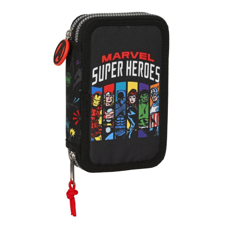 Trousse Scolaire avec Accessoires The Avengers Super heroes Noir (12.5 x 19.5 x 4 cm) (28 pcs) - Acheter à 18,84 € seulement che