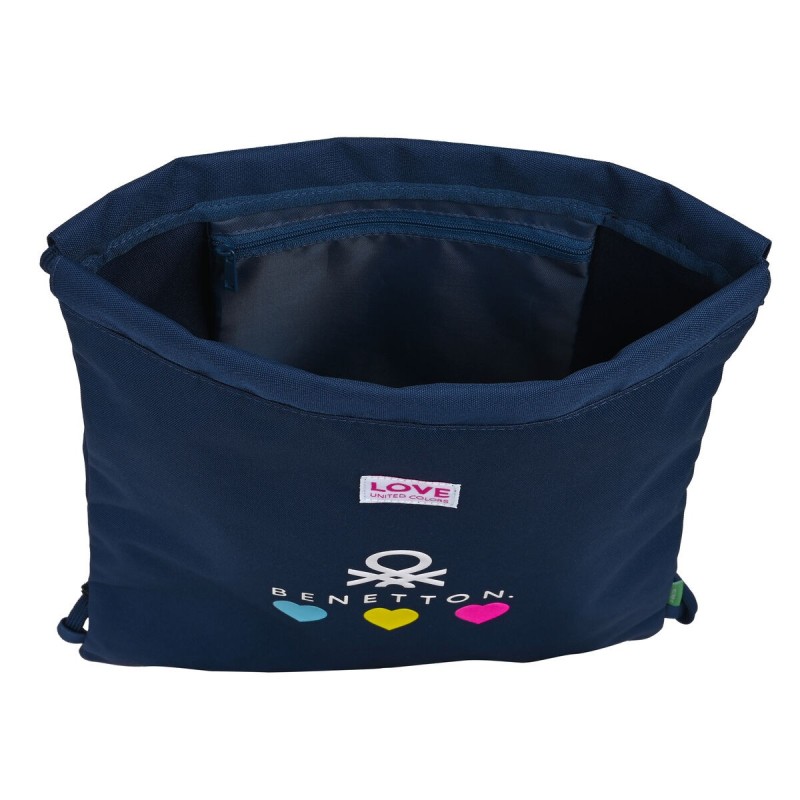 Sac à dos serré par des ficelles Benetton Love Blue marine (35 x 40 x 1 cm) - Acheter à 11,80 € seulement chez Collector's Bouti