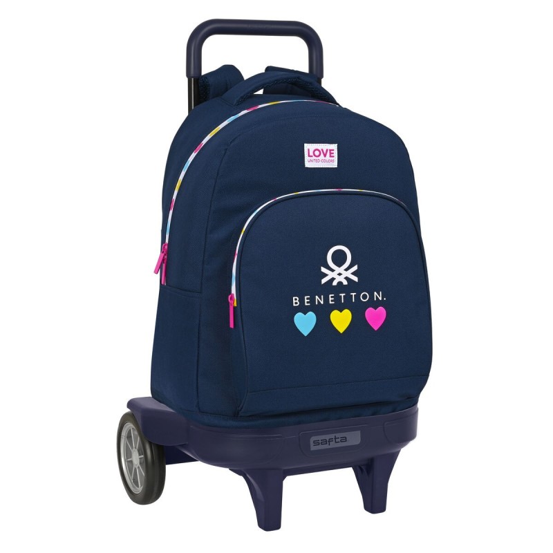 Cartable à roulettes Benetton Love Blue marine (33 x 45 x 22 cm) - Acheter à 65,22 € seulement chez Collector's Boutique