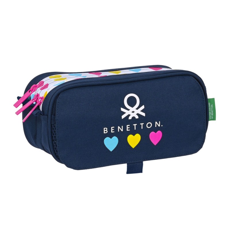 Trousse Fourre-Tout Triple Benetton Love Blue marine (21,5 x 10 x 8 cm) - Acheter à 14,44 € seulement chez Collector's Boutique