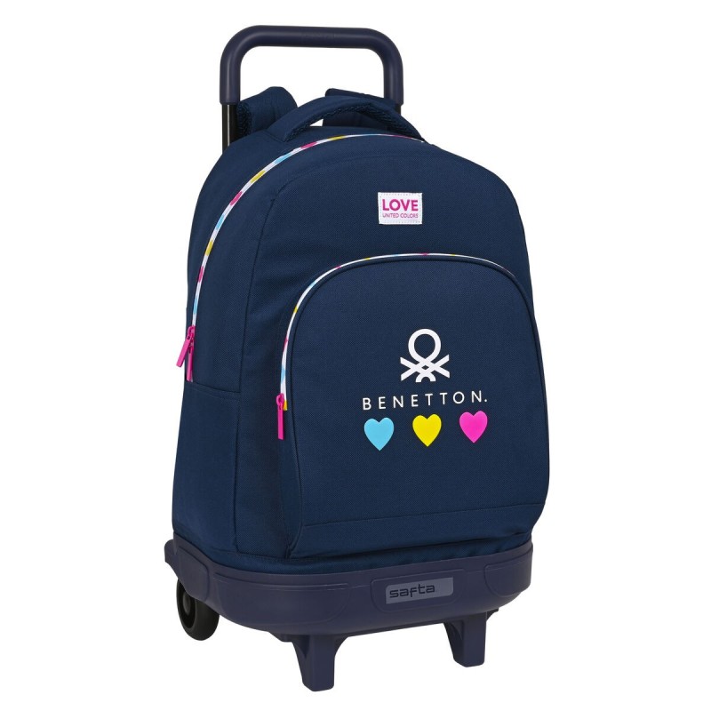 Cartable à roulettes Benetton Love Blue marine (33 x 45 x 22 cm) - Acheter à 61,92 € seulement chez Collector's Boutique