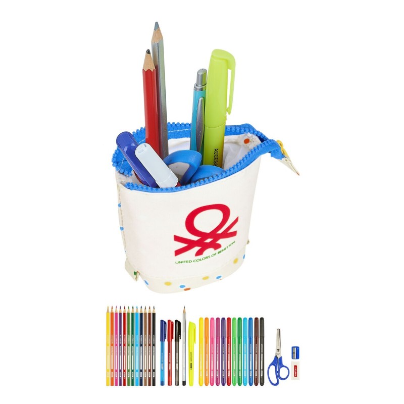 Trousse Scolaire avec Accessoires Benetton Topitos Blanc (8 x 19 x 6 cm) (32 Pièces) - Acheter à 19,38 € seulement chez Collecto