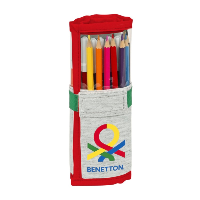 Trousse Scolaire avec Accessoires Benetton Pop Gris (27 Pièces) (7 x 20 x 7 cm) - Acheter à 17,08 € seulement chez Collector's B