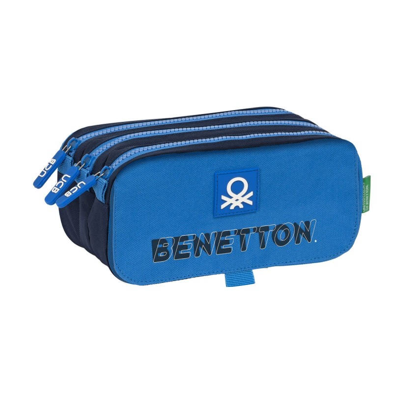 Trousse Fourre-Tout Triple Benetton Deep water Bleu (21,5 x 10 x 8 cm) - Acheter à 14,44 € seulement chez Collector's Boutique