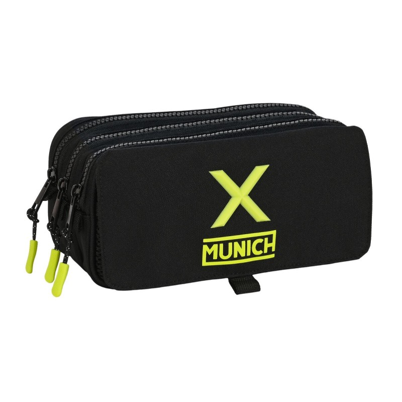 Trousse Fourre-Tout Triple Munich Negro Noir (21,5 x 10 x 8 cm) - Acheter à 14,44 € seulement chez Collector's Boutique