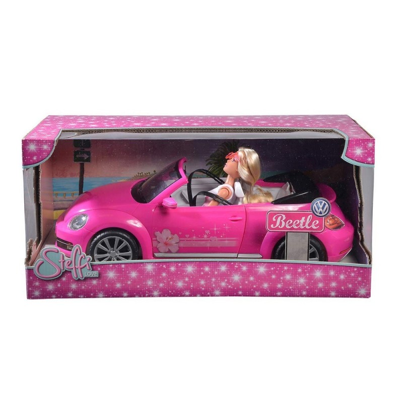 Poupée Steffi Love Cabriolet New Beetle 45 cm Voiture Rose - Acheter à 44,09 € seulement chez Collector's Boutique