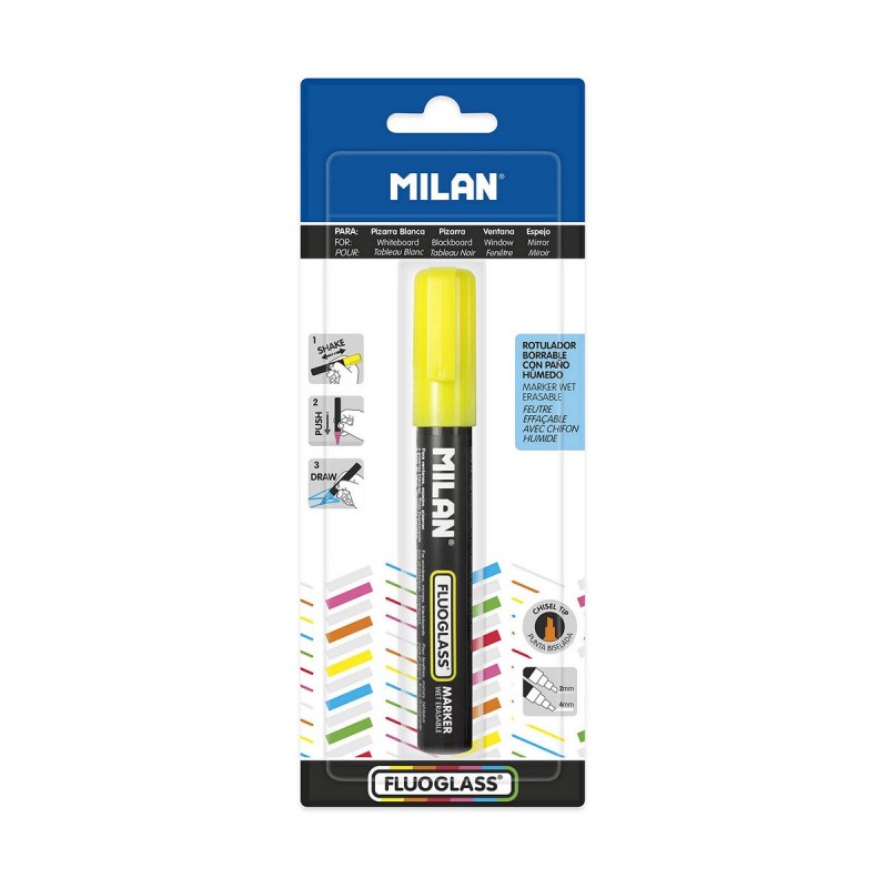 Marqueur Milan Fluoglass Encre effaçable Jaune PVC - Acheter à 4,16 € seulement chez Collector's Boutique