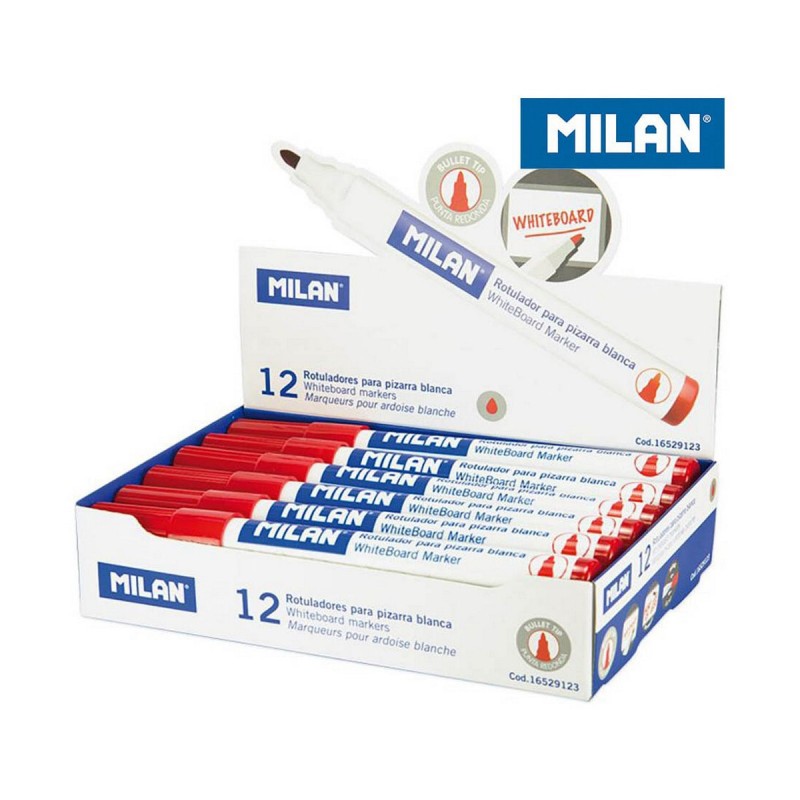 Feutres Milan Tableau blanc 12 Unités Rouge PVC - Acheter à 9,48 € seulement chez Collector's Boutique