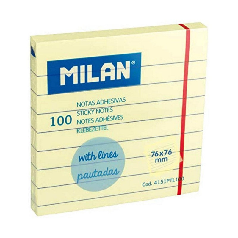 Bloc de Notes Milan Autocollants A rayures Jaune (7,6 x 7,6 cm) - Acheter à 1,14 € seulement chez Collector's Boutique