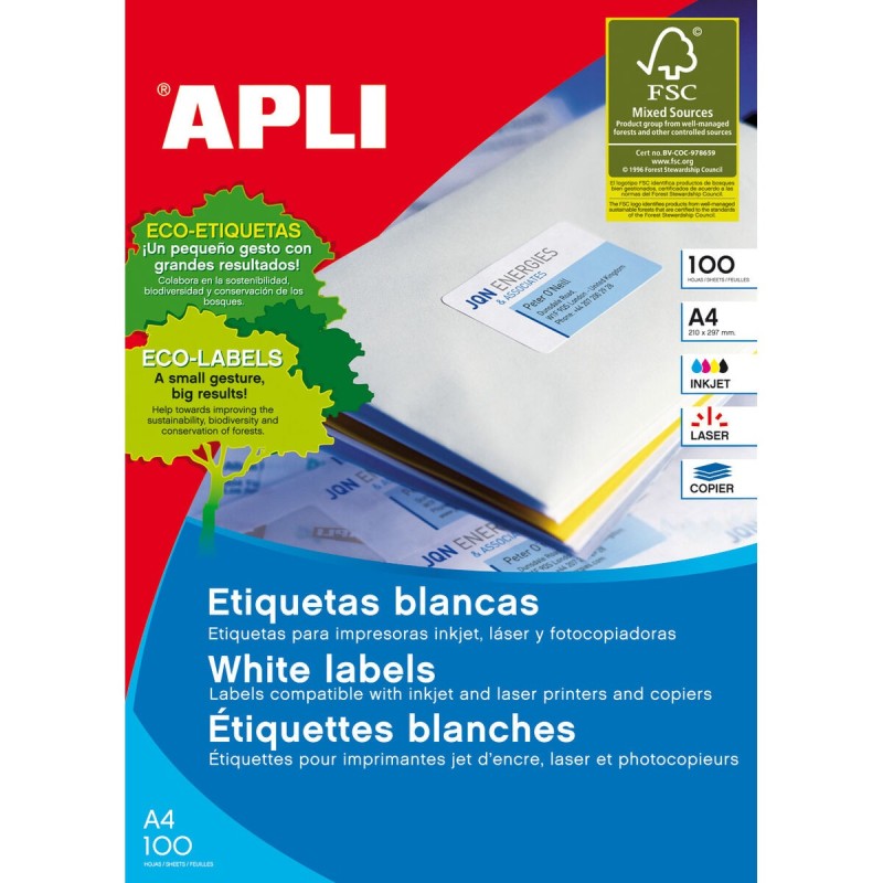 Adhésifs/étiquettes Apli 01279 105 X 74 mm 100 Volets - Acheter à 19,74 € seulement chez Collector's Boutique