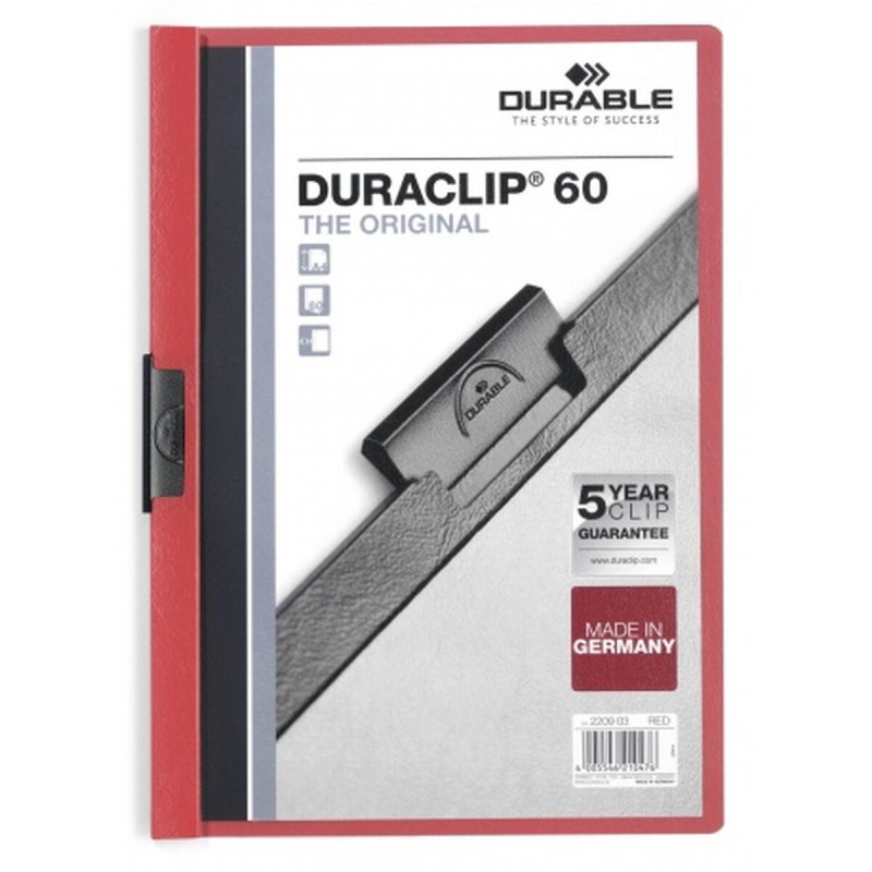 Dossier de Portefeuilles Durable Duraclip 60 Rouge Transparent A4 25 Pièces - Acheter à 38,90 € seulement chez Collector's Bouti