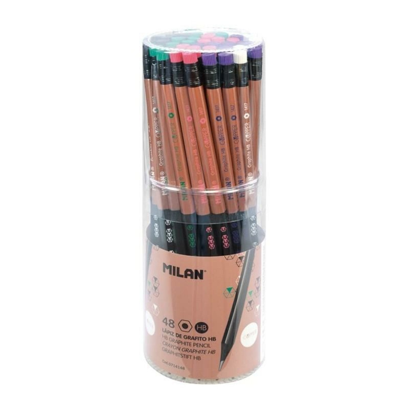 Ensemble de Crayons Milan Graphite Noir Bois HB 48 Unités (Hexagonal) - Acheter à 17,26 € seulement chez Collector's Boutique