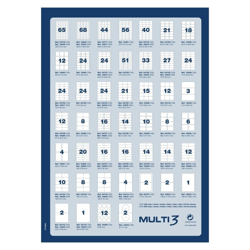 Adhésifs/étiquettes MULTI 3 105 X 74 mm 500 Volets - Acheter à 36,85 € seulement chez Collector's Boutique