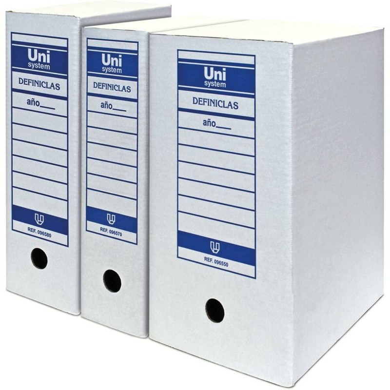 boîte pour archives Unipapel Unisystem Definiclas Blanc Carton Din A4 50 Unités - Acheter à 40,96 € seulement chez Collector's B