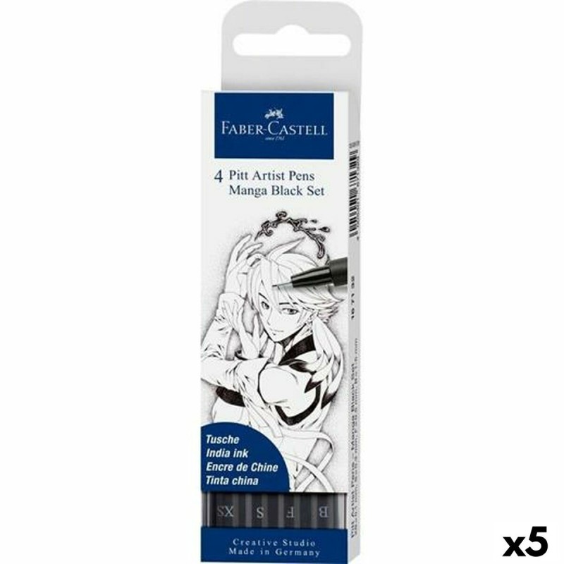 Ensemble de Marqueurs Faber-Castell Pitt Artist Coffret Bande dessinée, dessin et manga Noir 5 Unités - Acheter à 35,99 € seulem