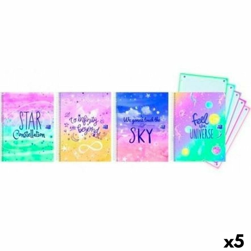 Cahier Oxford Europeanbook 5 Galactic Pastel A4 5 mm 120 Volets Couvercle rigide Spirale (5 Unités) - Acheter à 24,98 € seulemen