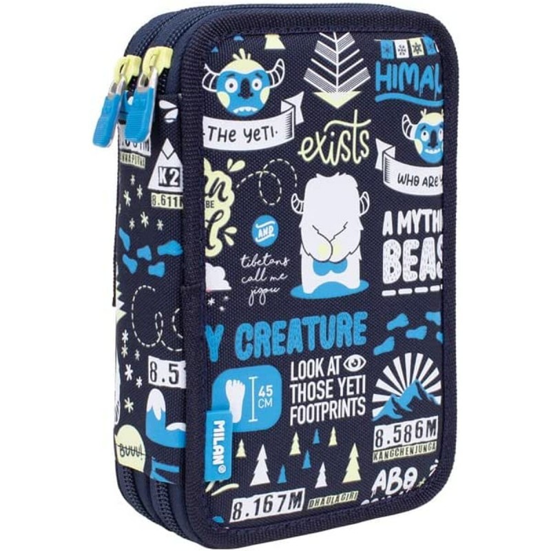 Plumier double Milan The Yeti 19,5 x 13 x 5 cm Blue marine - Acheter à 18,92 € seulement chez Collector's Boutique