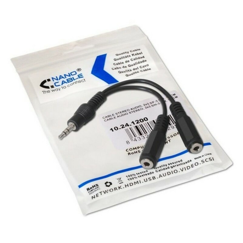 Câble Audio Jack (3,5 mm) Coupleur NANOCABLE 10.24.1200 15 cm Noir - Acheter à 1,58 € seulement chez Collector's Boutique